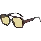 ADE WU Trendy Aviator Sunglasses for Women Men Retro Vintage Oversized 70s Thick Pilot Style Sun Glasses