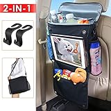 MODOKIT Car Back Seat Organizer with Cooler Bag and Tablet Cup Holder, 600D Waterproof Portable Travel Storage Bag, 2 Pcs Hooks Included