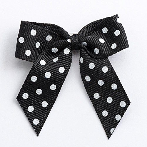 Italian OptionsPolka Dot Grosgrain Ribbon Bows Self Adhesive 12-Piece Pack, 5 cm Bow Width, Black