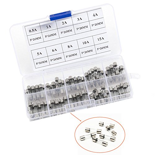 Qiorange 5x20mm AGC Fuse Holder Inline Screw Type with 16 AWG wire +100Pcs 5x20mm Fast-blow Glass Fuses Quick Blow Car Glass Tube Fuses Assorted Kit Amp (5x 20mm Fuse+Holder) - Thumbnail 2