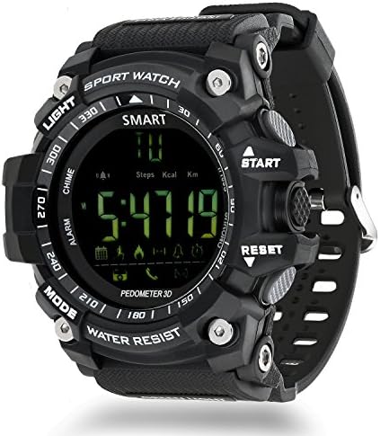 Waterproof Bluetooth Smart Watch, Digital Sport Watches Pedometer, Calory Counter,Remote Camera,Call SMS Reminder, Liminous Dial Rugged Wristwatch for Android IOS Smartphones