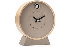Cloudnola Modern Wooden Cuckoo Clock, Beige, 10.3 inch Dia, Includes Stand, Hourly Bird Voice Chirping, Silent Timekeeping, f
