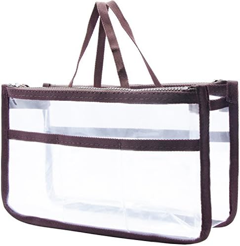 ANXVERS Cosmetic Bag & Case Portable Toiletry Bag Clear PVC Travel Makeup Organizer Bag Quart Luggage Pouch Handbag For Men Women (Coffee)