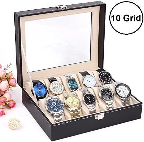 EMNDR 10 Slot Watch Storag Box Leather Box Jewelry Storage Organizer Storag Case for Men & Women.