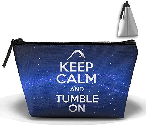 NYSOUVENIRS Keep Calm Tumble On Gymnastics Trapezoid Receive Bag Cosmetic Bag Home Office Travel Camping Sport Gym Outdoor