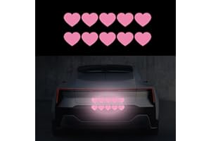 Leniutor 10pcs Heart Vinyl Decal for Cars, High Intensity Reflective Scratch Cover DIY Stickers for Window Bumper Decals Waterproof Sticker (Pink)