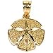 FindingKing 14K Yellow Gold Sand Dollar Pendant Charm