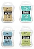 FRESH Bundle - 4 Items: At The Beach, Clean Rain, Sea Salt & Cotton, and Willow WoodWick .8oz Mini Wax Melts