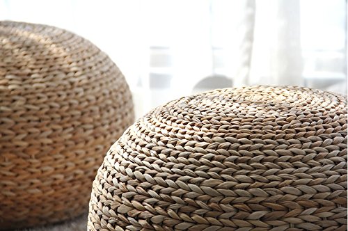 image for naturallifestyle Handmade Rustic Straw Ball Cushion Pouf Ottoman Floor