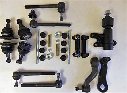 14 Pcs. Replacements 2 Upper 2 Lower Ball joints 2 Inner 2 Outer Tie Rod Ends 1 Pitman Arm 1 Idler Arm 2 Adjusting Sleeves and 2 Front Sway Bar Links 4WD vehicles