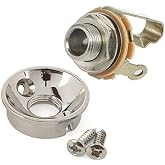 Electrosocket Jack Plate for Telecasters - Polished Nickel Finish + Switchcraft J11 Mono Jack