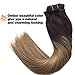 Googoo Remy Hair Extensions Clip in Human Hair Extensions Ombre Dark Brown #2 Fading to Color #6 Light Brown #18 Ash Blonde Natural Clip in Extensions Balayage Hair Extensions 7pcs 120g 16inch