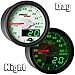 MaxTow Double Vision 1500 F Pyrometer Exhaust Gas Temperature EGT Gauge Kit - includes Type K Probe - White Gauge Face - Green LED Dial - Analog & Digital Readouts - for Diesel Trucks - 2-1/16