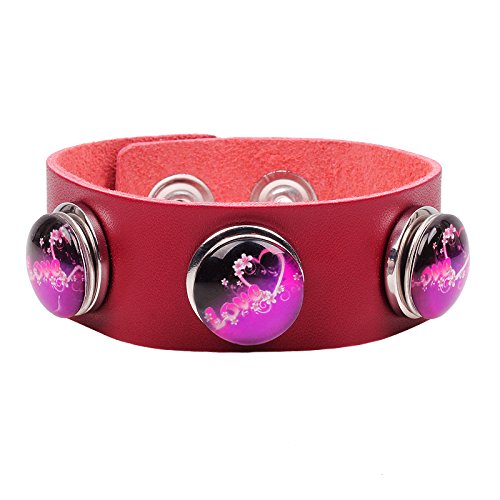 Modern-Fantasy-Transparent-Button-Flower-Heart-Pink-Words-Of-Love-Removable-Adjustable-Leather-Wrap-Bracelet-r