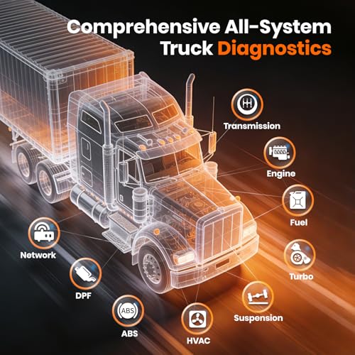 ANCEL X7HD PRO 10.1'' Heavy Duty Truck Scanner, Full-System Diesel Diagnostic Tool with DPF Regen, 42+ Reset, Bi-Directional and Active Test, ECU Coding, HDOBD/OBD2 Scanner for Diesel Trucks - Grey
