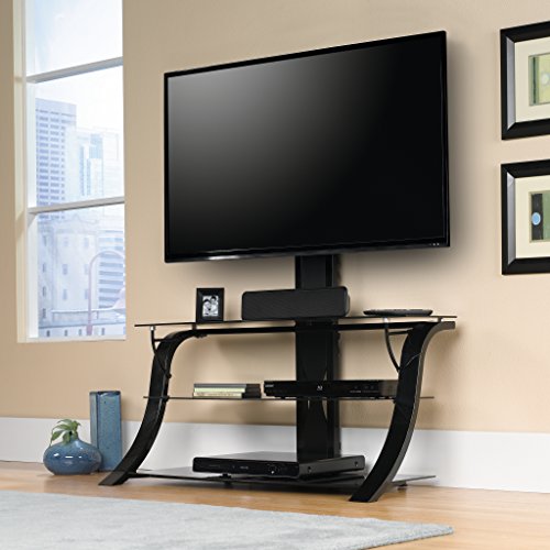 413418 Sauder Panel Tv Stand With Mount, For Tvs Up To 50", Black/Black