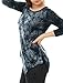 Allegra K Women's Long Sleeves Tie-Dye Handkerchief Hem Top M Dark Grey