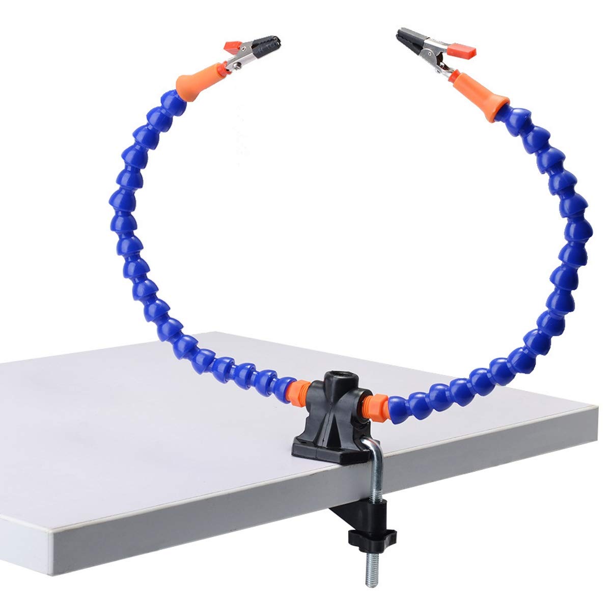 JZK Flexible Helping Hands Third Hand Soldering Station Tool, Two Flexible arms with swiveling Clips + Non-Slip Aluminum Base