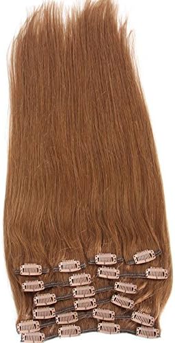 Extra Thick Deluxe 100% Real Human Hair Remy Hair Extensions Clip In Extensions 20Inch 185G #6 Medium Brown Color
