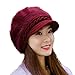 HINDAWI Winter Hats for Women Outdoor Warm Knit Snow Ski Crochet Skull Cap with Visor Red