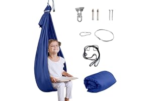 Aokitec Therapy Swing for Kids with Special Needs (Hardware Included) Snuggle Swing Cuddle Indoor Outdoor Adjustable Hammock for Children with ADHD, Asperger, Sensory Integration (Midnight Blue)