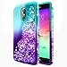 LG Stylo 3 Case (LS777), LG Stylo 3 Plus/Stylus 3 Glitter Case w/[Tempered Glass Screen Protector], NageBee Sparkle Bling Liquid Floating Quicksand Shockproof Women Kids Girls Cute Case -Aqua/Purple