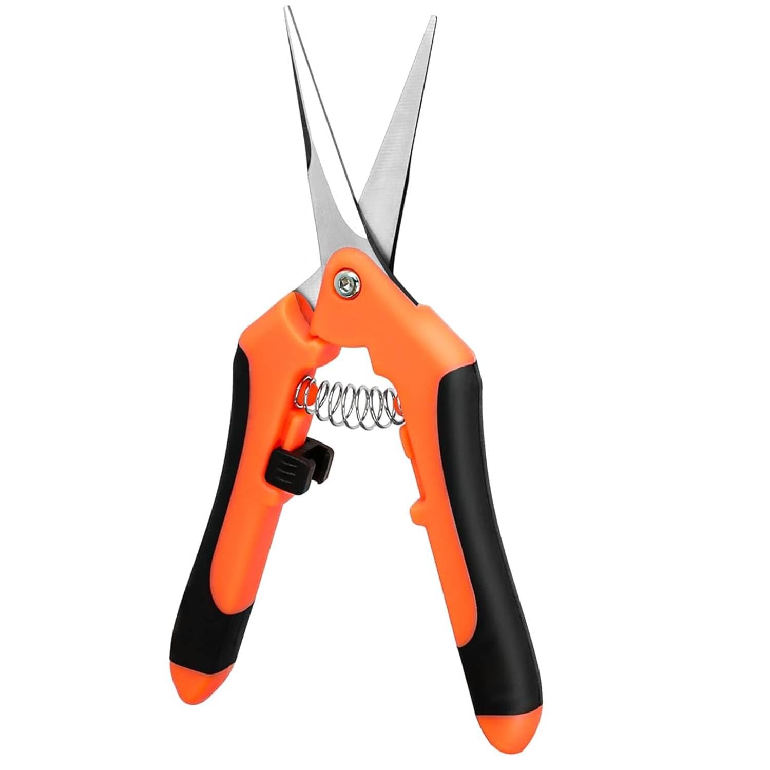 Onezebra Gardening Scissors, Garden Shears, Pruning Shears with Straight Stainless Steel Blades, Pruning Scissors with Ergonomic Comfort Grip and Locking Handle (Orange)