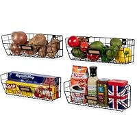 Wall35 Macon Wall Mounted Kitchen Storage Metal Wire Fruit Basket Set of 4 Black