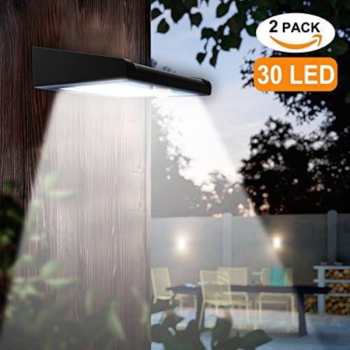 2 Pack 30 LED Solar Lights Outdoor, Avaspot【Upgraded Version】Solar Powered Security Light, Wireless Waterproof Motion Sensor Solar Light, Outdoor Wall Light for Patio, Deck, Garden, Garage