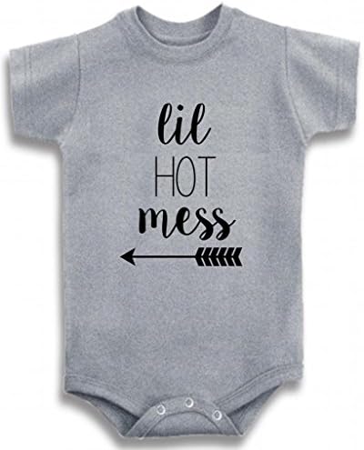 Gray Crew Neck Baby Tee Time Girls' Lil Hot Mess One piece 18-24 Months