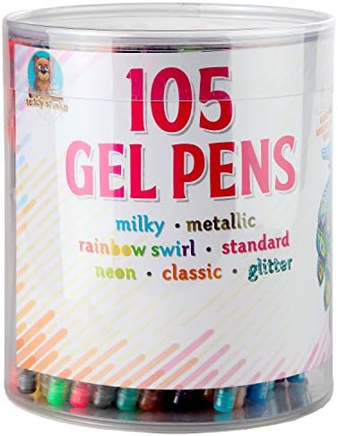 Gel Pen Set For Easy Coloring - Best Pack with 105 Pens & 60% More Ink in Milky Glitter Neon Metallic & Rainbow Style - Perfect for Your Adult Coloring Books - Safe for Kids Non - Toxic & Acid Free