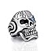Elfasio Men's Huge Silver Skull Blue Eye Cigar CZ Stainless Steel Biker Ring(Size 14)