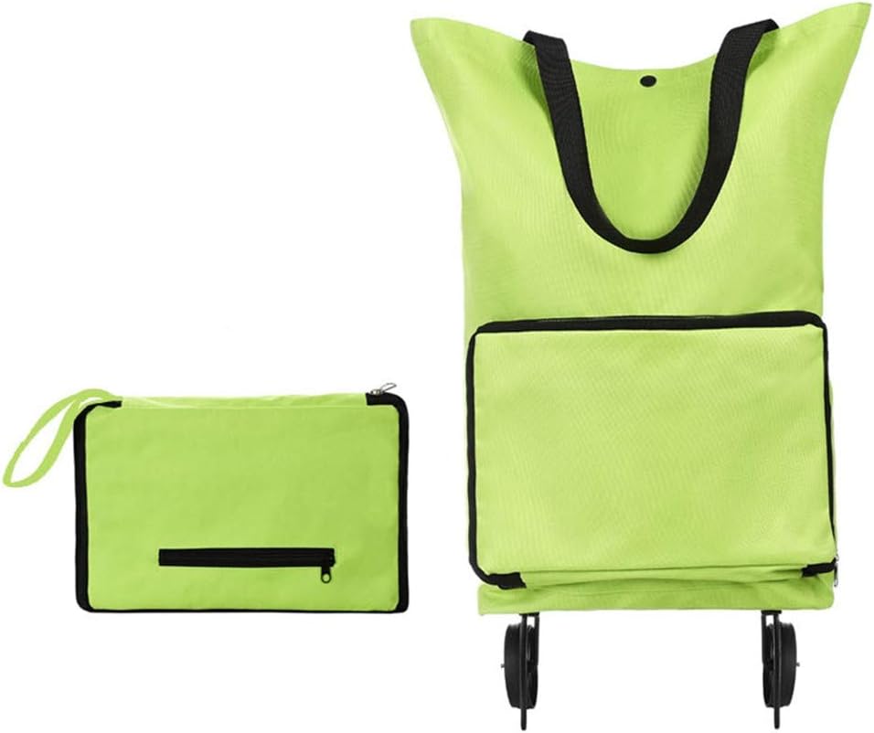 ErYao Collapsible Trolley Bags Folding Shopping Bag with Wheels Foldable Shopping Cart Reusable Shopping Bags Grocery Bags Shopping Waterproof Trolley Bag on Wheels, 28X18X4cm