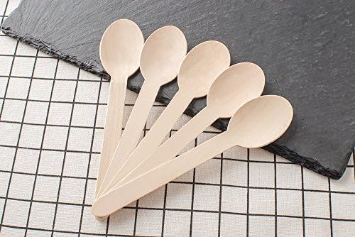 Wooden Disposable Spoons 6" Length, Eco-Friendly, Biodegradable, and Compostable, Pack of 100