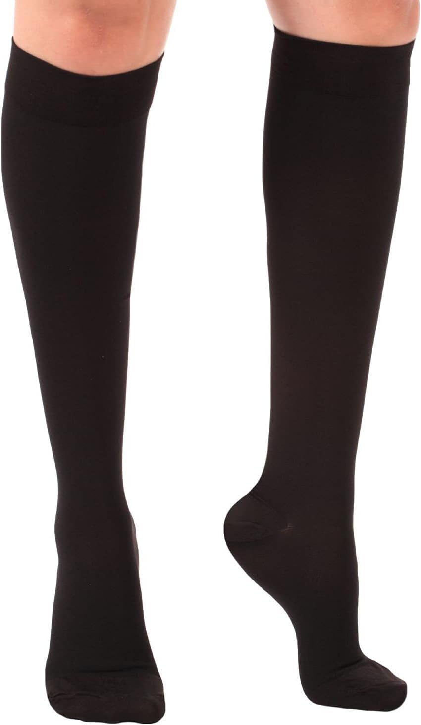 Absolute Support - Made in USA - Opaque Circulating Compression Socks 30-40mmHg for Women & Men - Knee High Support Stockings with Closed Toe for Nursing Travel Flight Work- Black, Medium: Health & Personal Care