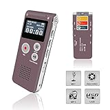 Digital Voice Recorder, Portable Recorder, Multifunctional Rechargeable Dictaphone, FlatLED Audio Voice Recorder Dictaphone, MP3 Music Player with Mini USB Port and Color LCD display, Red-8GB