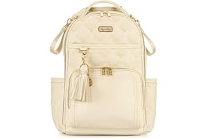 Itzy Ritzy Diaper Bag Backpack – Large Capacity Boss Plus Baby Backpack Diaper Bag Featuring 19 Pockets, Changing Pad, Stroller Clips, and Comfortable Backpack Straps, Milk & Honey