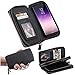 Lontect Galaxy S9 Plus Wallet Case Multi-function Purse Detachable Slim Back Case Dual Zipper Pouch Cash Storage Card Holder Case with Cosmetic Mirror Hand Strap for Samsung Galaxy S9 Plus, Black