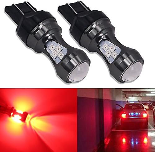 HSUN 7443 LED Bulbs Red W21/5W T20 7443R 7440 12V-24V 16LED SMD3030 Chip Extremely Bright with Projector Canbus Error Free for Brake Stop Tail Light