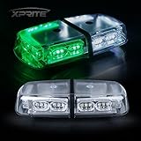 Xprite Gen 3 White Green 36 LED 18 Watts Roof Top Hign Intensity Law Enforcement Emergency Hazard Warning LED Mini Bar Strobe Light with Magnetic Base