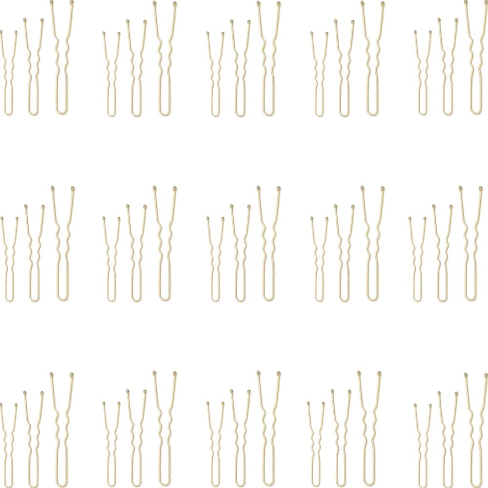 Topkids Accessories Hair Pins U Clips Hair Bun Pins Bobby Kirby Hair Grips Women Girls Brown Blonde Gold Black Large Small Wavy Hairdressing Styling Hairpins (45mm + 50mm + 65mm, Blonde Gold 108pc)