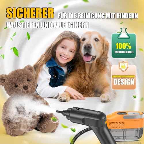 Muvano Handheld Steam Cleaner with 3 Levels Adjustable Handle, 1500 W Steam Cleaner, 100% Chemical-Free for Household, Kitchen, Upholstery, Bathroom, Car, High Pressure Steam Against Dirt Bacteria