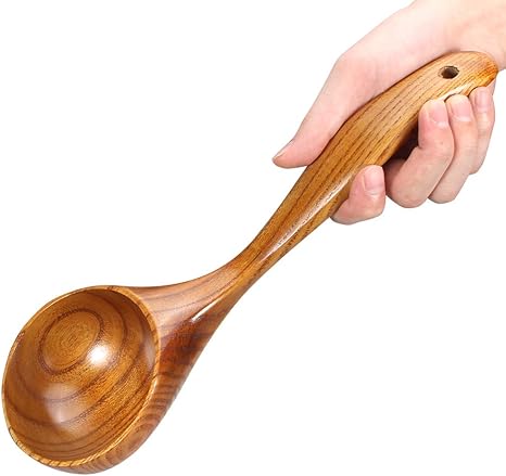 Amazon De Best Grosser Loffel Tiefer Holzloffel Schopfkelle 33 Cm Lang Kochloffel Kuche Suppe Schopfkelle Dekorativer Handgemachter Loffel Grosser Loffel