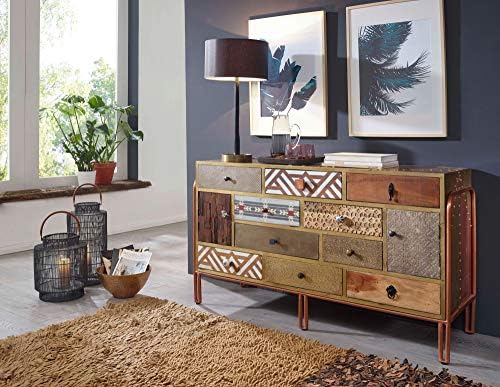 Wohnling Sideboard Fitted 137x81x45 Cm Metall Anrichte Industrial Bunt Design Kommode Wohnzimmer Dielenkommode Breit Designer Schrank Flur Schubladenkommode Gross Metallschrank Amazon De Kuche Haushalt