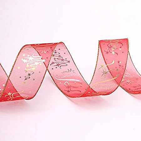 LAAT Cintas para Árbol de Navidad Organza Flores de Impresión
