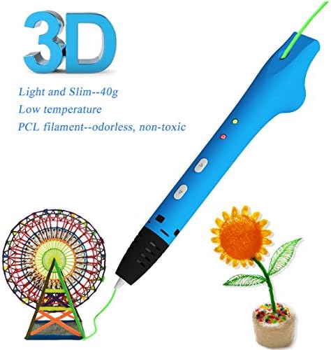 GOOAnn New Upgraded 3D Pen, 3D Printing Pen Compatible with 1.75mm Low Temperature PCL filament, 3D Doodle Drawing Pen, No Clog, 3D Art Crafts DIY or Education Creation Printer Pen for Kids (Blue)
