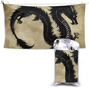 XCNGG Quick Dry Bath Towel, Absorbent Soft Beach Towels, Black Dragon for Camping, Backpacking, Gym, Travelling, Swimming,Yoga 28.7” X 51”