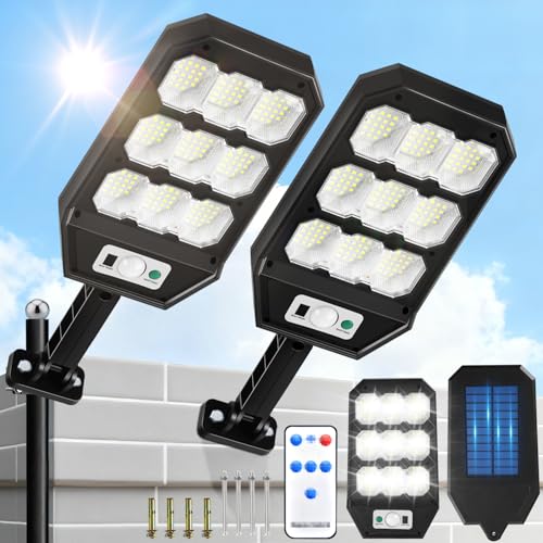 FURRIFIC Luces Solares para Exterior, 2 Paquetes 279 LED 1000 Lúmenes Lámpara Solar con Sensor de Movimiento, Impermeable IP65 de Iluminación Segura para Jardín, Patio, Terraza, Hogar