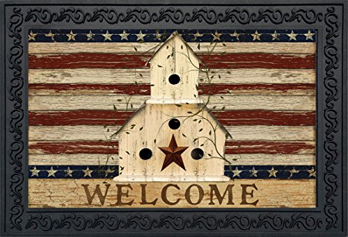 Briarwood Lane Americana Welcome Doormat Patriotic Primitive Birdhouse Indoor Outdoor 18