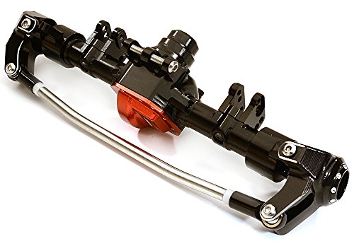Integy RC Model Hop-ups C27151BLACKRED Billet Machined Complete Front Axle Housing Assembly for Axial 1/10 SCX10 II